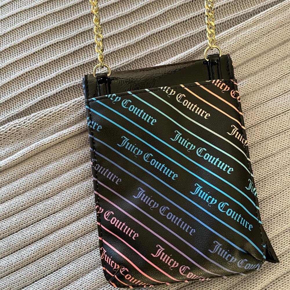 Juicy Couture Small Crossbody Bag- Black Rainbow Print